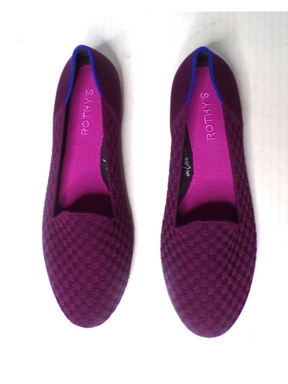 🆕ROTHY'S Almond Toe Quilted Lattice Loafer Shoe 8.5 Berry Burgundy Plum - Picture 3 of 8